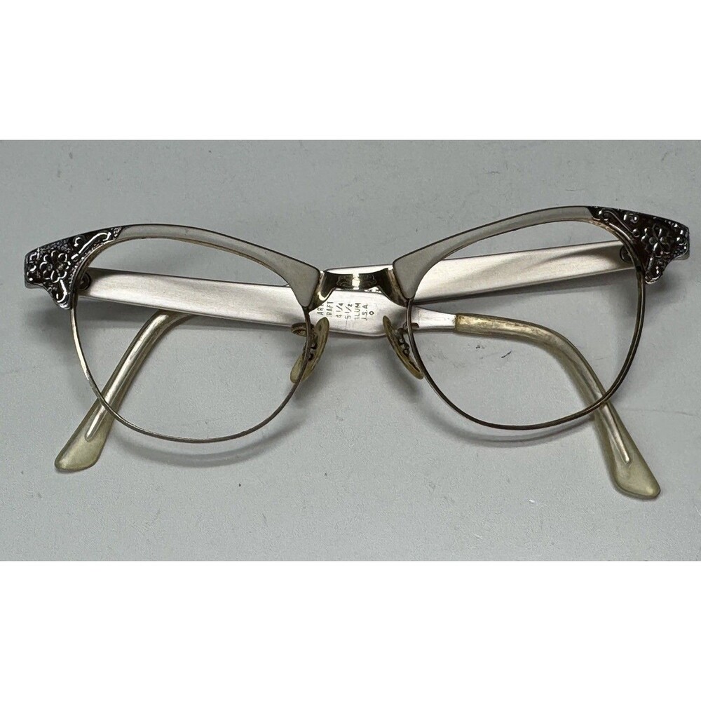 VTG Art Craft Aluminum Cat Eye Eyeglasses Frames 12k GF USA Retro MCM Prop